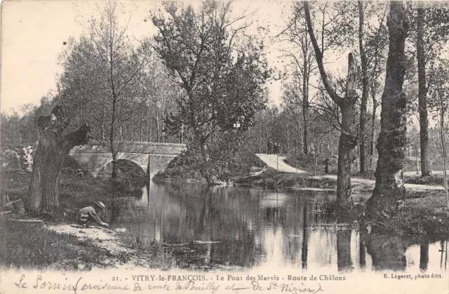 Cpa 51 Vitry Le Francois Le Pont Des Marvis Route Chalons