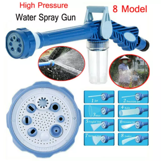 EZ JET WATER CANNON 8-in1 SOAP DISPENSER TURBO WATER SPRAY GUN CAR WASH GARDEN