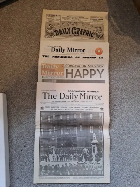 1902-1945 Daily Mirror Newspapers Boxed X 4 Papers