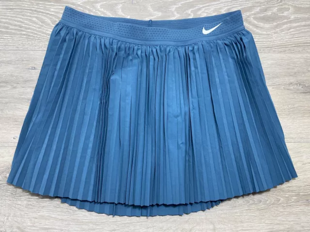 NIKE Women Dri-FIT Club Pleated Tennis Skirt Skort Shorts Blue Sz L New With Tag