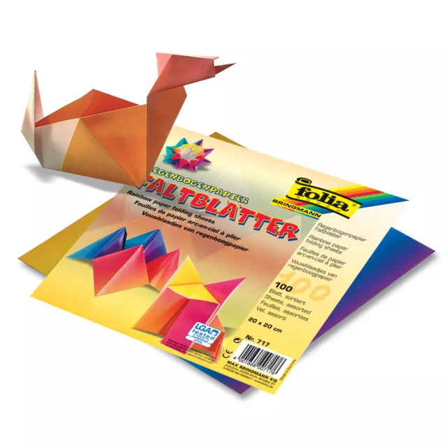 Folia Faltblätter Regenbogenpapier 110g/m², 15x15cm, mehrfarbig (100 Bogen) 2