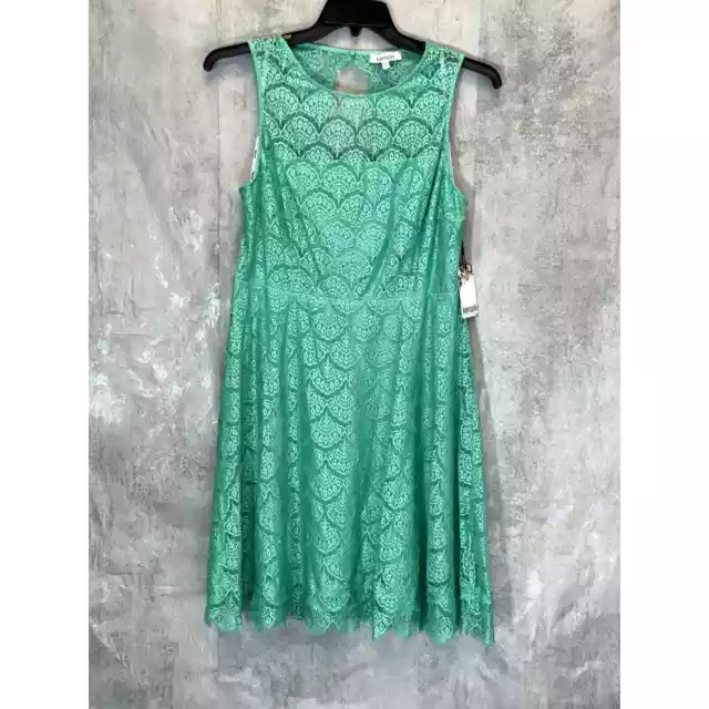 KENSIE Women's Turquoise Lace Sleeveless Keyhole Fit & Flare Mini Dress SZ 14 2