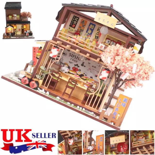 DIY Dollhouse Miniature Furniture Kit Doll House With LED Light Wood Handcraft