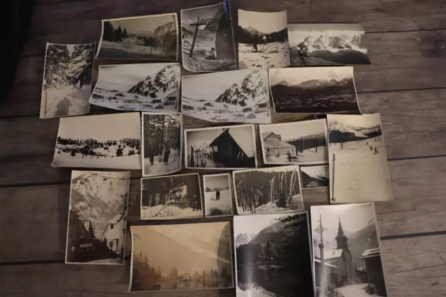 photo ancienne paysage de neige , montagne , ski, déco chalet