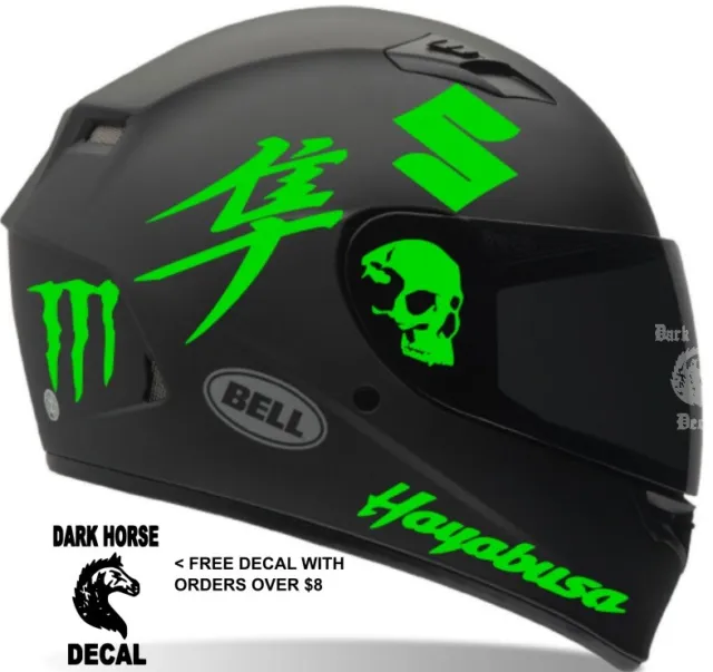 Hayabusa Helmet decal kit. Custom Motorcycle helmet decal kit.