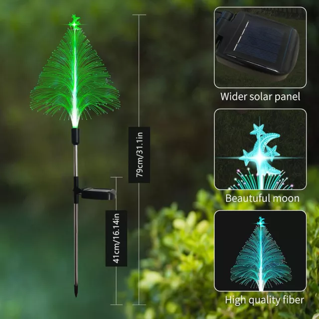 Solar Powered LED Christmas Tree Stake Lights Yard Garden Pathway Lights Outdoor