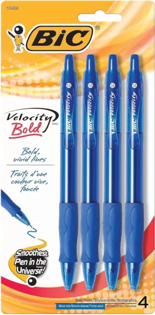 Vlgbp41-Blu Velocity Bold Retractable Ball Pen, Bold Point (1.6Mm), Blue 4-Count