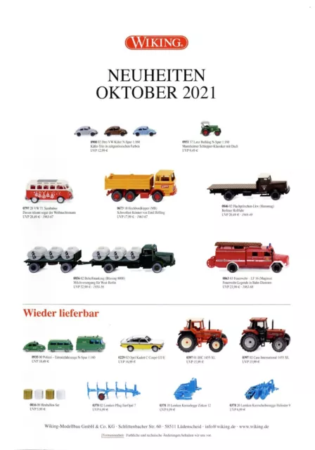 Wiking Prospekt Neuheiten 2021 10/21 D 1 Blatt brochure news model cars