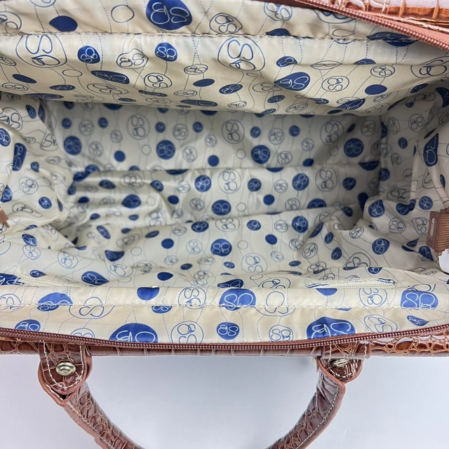 Samantha Brown Croc Embossed Blue/Gray Weekend Shoulder Tote Bag Luggage PVC 10