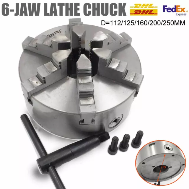 6jaw Lathe Chuck Self-Centering 112/125/160/200/250mm Milling Lathe Processing