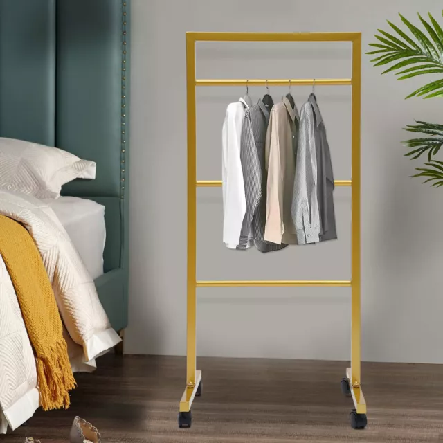 Clothes Rack Garment Rack Golden Freestanding Clothes Display Stand With Wheels