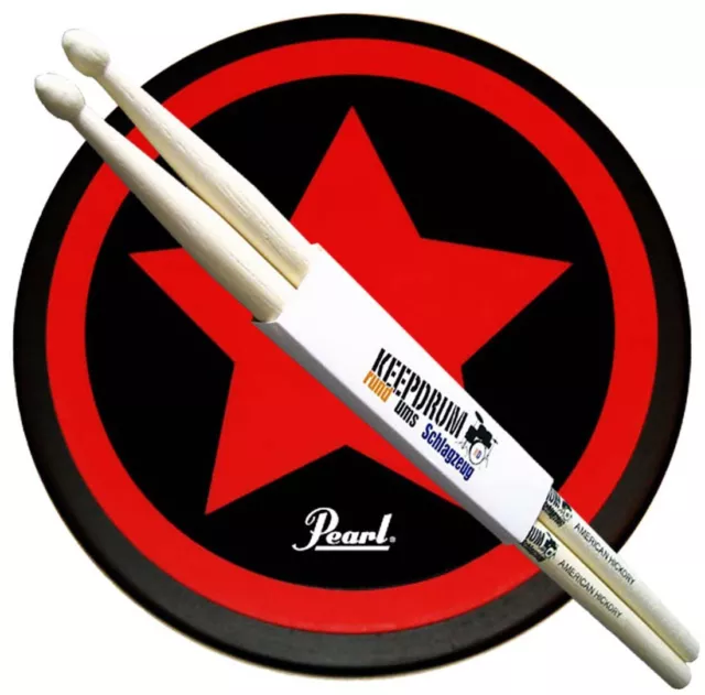 Pearl PDR-08SP Schlagzeug Übungspad Stern mit 1 Paar Drumsticks