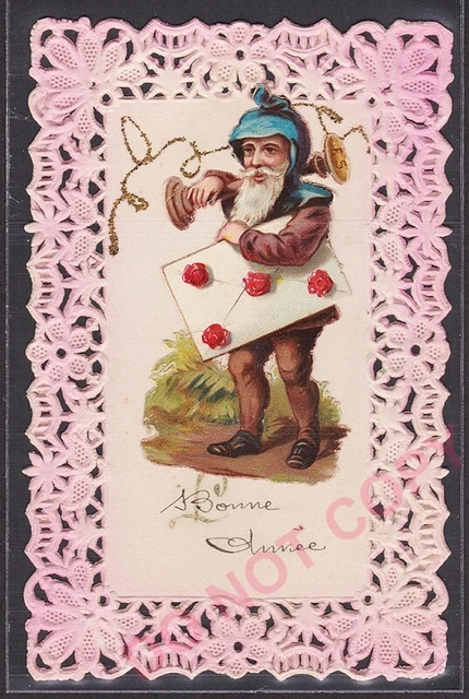 CPA carte postale ancienne gaufrée amoureux lovers la sérénade 1906