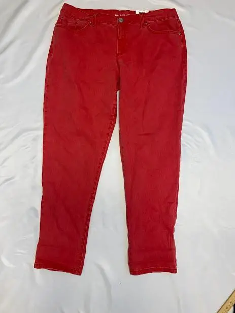 MSRP $70 Inc International Concepts Mid Rise Boyfriend Jeans Red Size 10