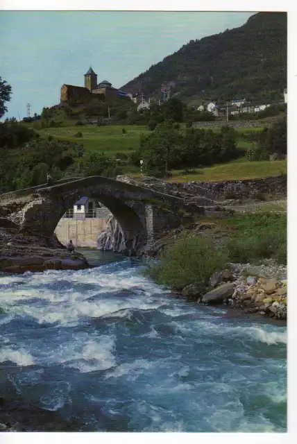 Postal Torla (Pirineo Aragonés) Puente románico sobre el rio Ara.