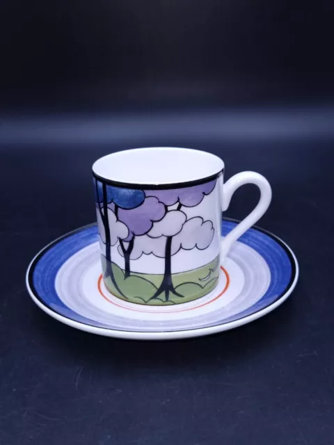 Wedgwood Clarice Cliff Café Chic Blue Firs Demitasse Coffee Cup&Saucer