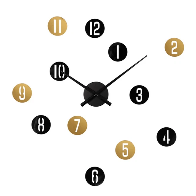GMMH Orologio Da Parete Adesivo Fai Da Te XXL – 100-130 Cm – Numeri In Vinile Nero E Centro In Acciaio