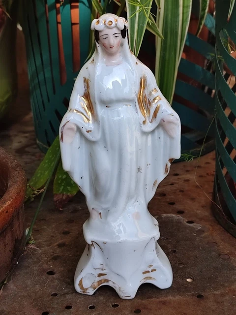 Ancienne Statuette Vierge à L'Enfant - Porcelaine De Paris - XIXe Siècle