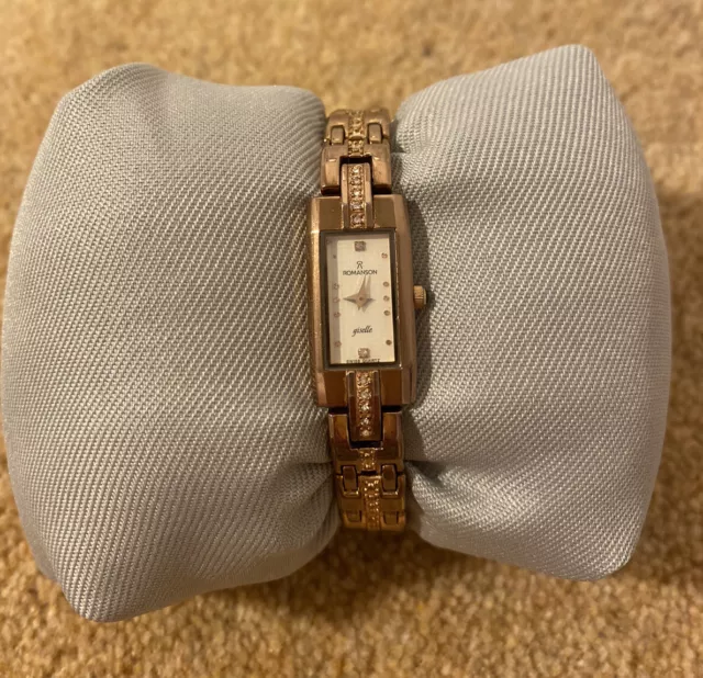ROMANSON SAPPHIRE CRYSTAL MGP 23K Gold Plated Swiss Quartz RM8171TL Watches 65.00 PicClick UK