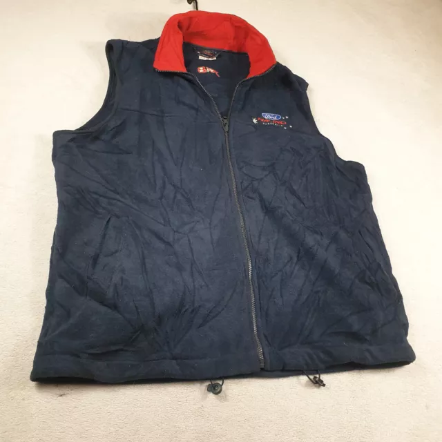 Ford Racing Mens Vest Jacket Size 2XLarge Blue FLeece SLeeveless XR8 Zip Up 3