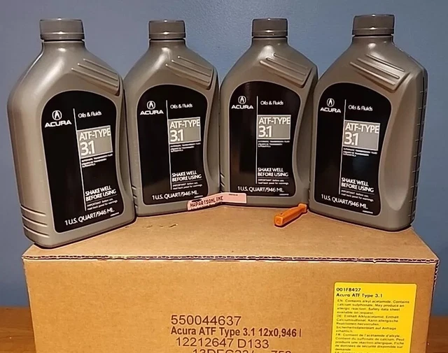 4 Quarts OEM Honda ATF Type 3.1 Transmission Fluid With Plug Bolt - New Sealed, Made In Germany