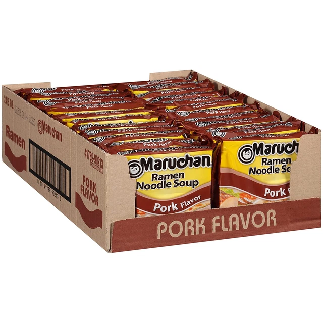MARUCHAN PORK FLAVOR Ramen Noodle Soup 3 Oz 24Pack, Many types