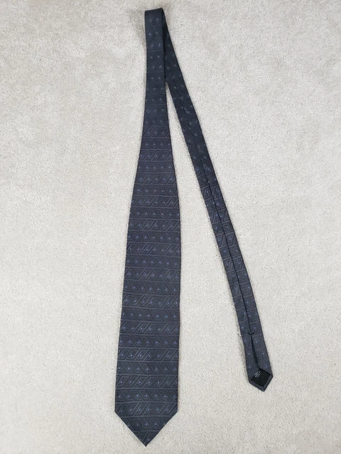 Murano Men's Tie Gray Blue Geometric 100% Silk Made In USA