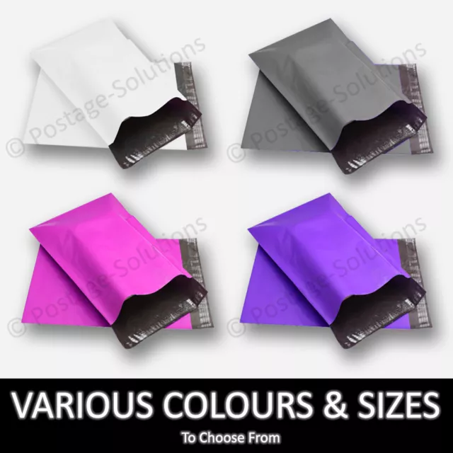 Coloured Mailing Bags Plastic Mail Postage Post Polythene Strong Seal All Sizes