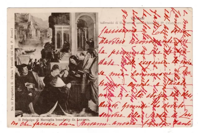 Cartolina  Vercelli  Principe Di Marsiglia  Chiesa S.cristoforo    Vg   1900