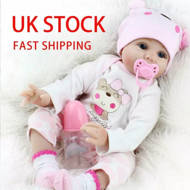 Realistic Reborn Baby Dolls 22" Newborn Girl Doll Vinyl Silicone Lifelike Gifts
