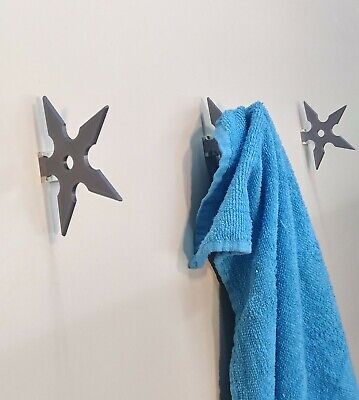 5X Ninja Shuriken Star Wall Hanger, Home Organizer, tool Coat Hook Rack towel