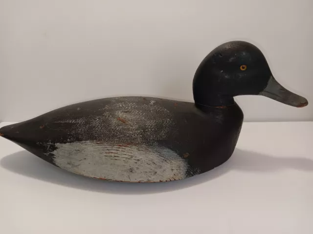 Vintage Sam Denny Wood Bluebill Decoy Duck Hnd Crvd/Hnd Pntd Sporting Clayton Ny