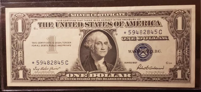 US $1 silver certificate series 1957 Star Note crisp
