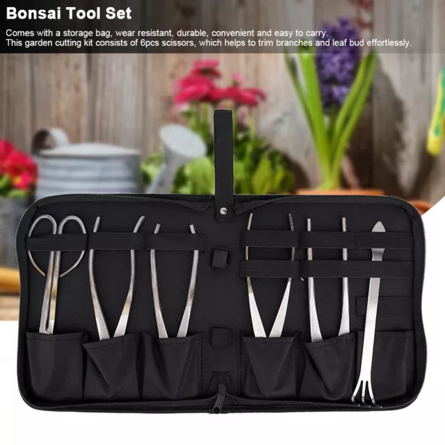 6x Bonsai Garden Plant Tree Scissors Trimming Cutting Tool Set W/Storage Bag AU