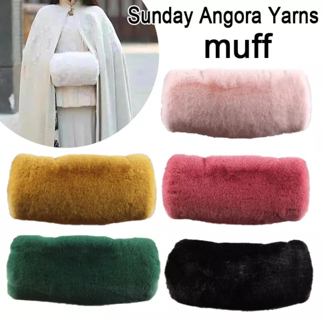 2X Winter Fleece Hand Warmer Sleeve Fluffy Faux Fur Mitten Wedding Bridal Gloves