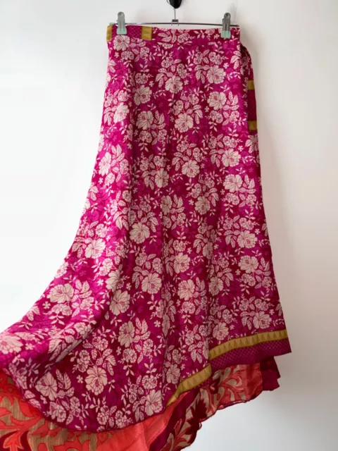 Bohemian Maxi Skirt Wrap One Size Indian Boho Vintage Hippie Gypsy Reversible