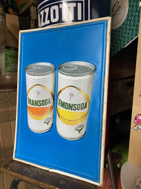 🔺Insegna targa Oransoda Lemonsoda Vintage Pubblicitaria Tabella ANNI 70 80 Rara