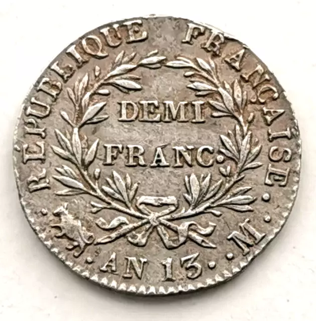 Demi - Franc . Napoleon I  An 13 M  Toulouse