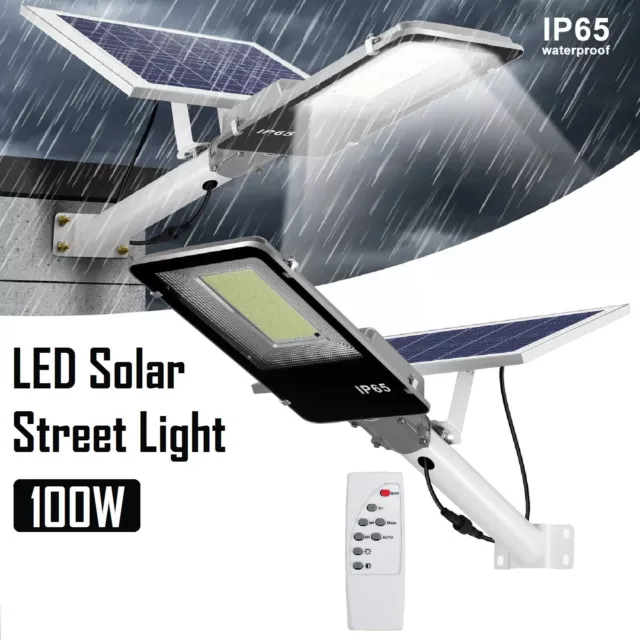 100W Solar LED Street Light & Remote Waterproof Outdoor Flood Garden Street Lamp