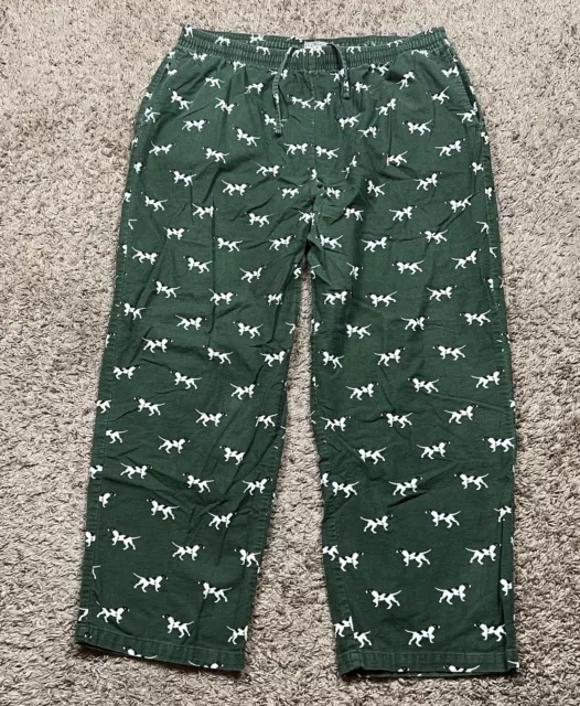 L L Bean Plaid Dogs Cotton Pockets Flannel Pajama Lounge Pants Mens Sz XL Green