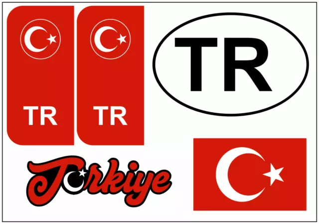 Türkei Aufkleber Auslandskennzeichen - Nummernschild - 5 Stück Sticker KN