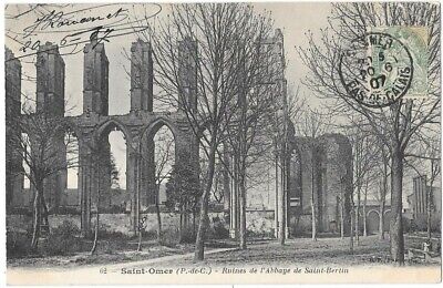 Saint-omer 62 Abbaye de saint-Bertin CPA written to melle villenave Béziers 1907