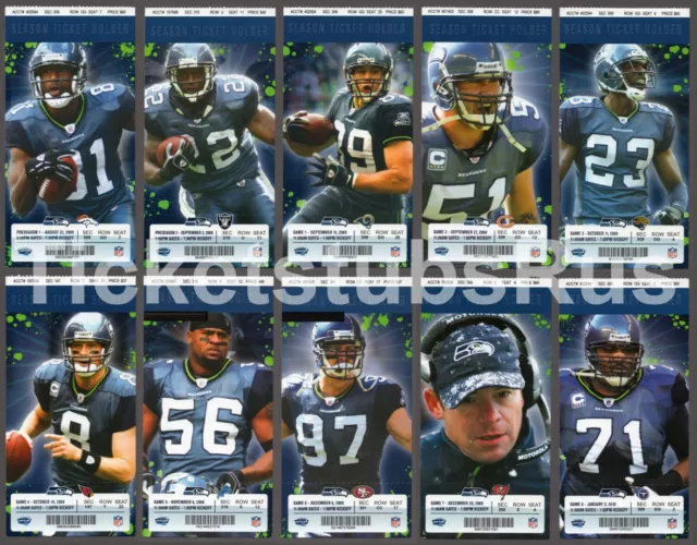 2009 NFL SEATTLE SEAHAWKS Season Ticket Stubs - Full Unused MINT!!!