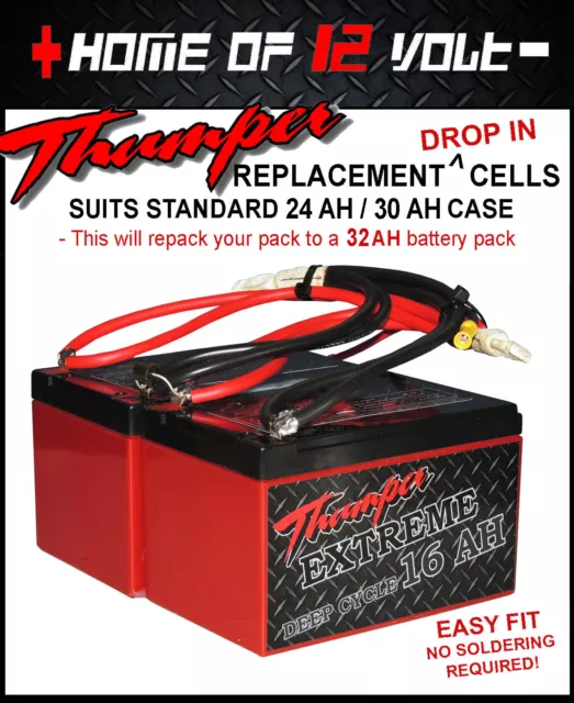 Thumper Battery replacement cells DROP in pack 30 AH / 32 AH pre-wired 12 volt