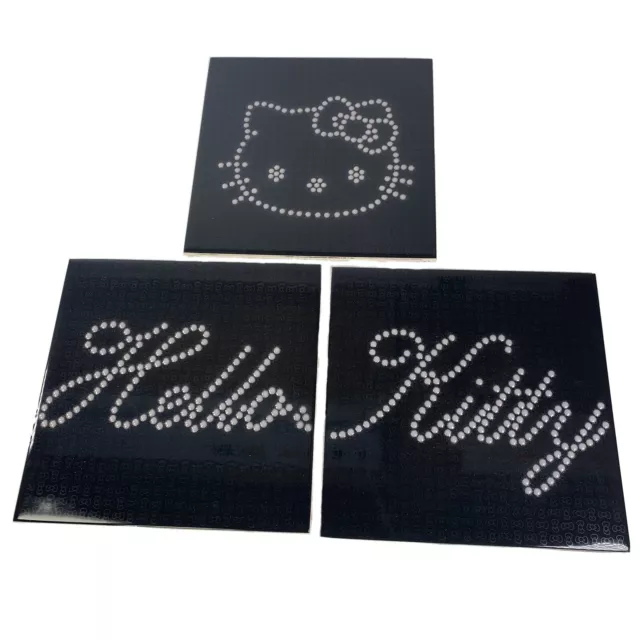 3 Piece Hello Kitty Deco Tile Ceramic Sanrio - Approx. 8" x 8" Black & White
