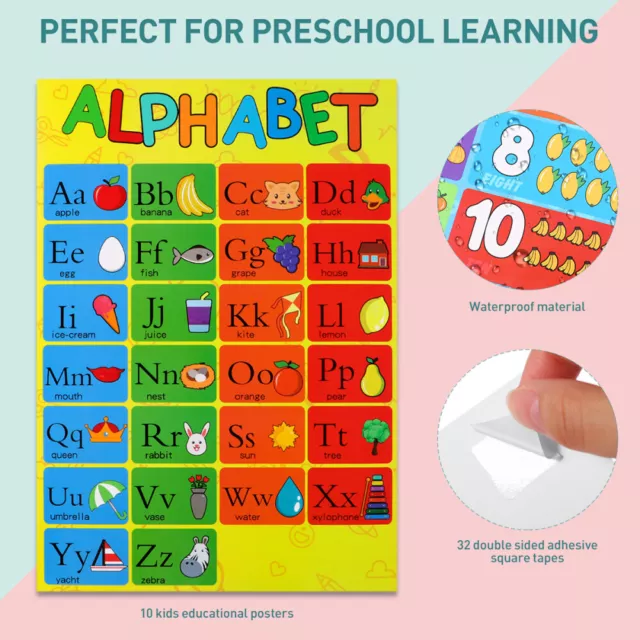 10x Colorful Educational Poster for Preschool Kids Classroom Learning Wall Chart 3