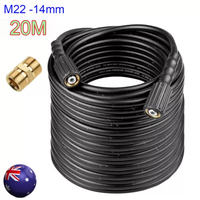 20m Extension Hose High Pressure Water Cleaner Washer Hose 14mm Male Connecter