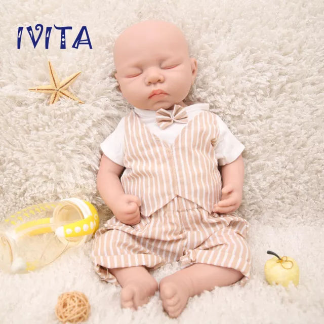 IVITA 18'' Full Body Silicone Reborn Doll Eyes Closed Sleeping Rebirth Baby Boy