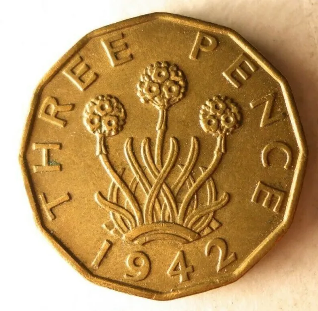 1942 GREAT BRITAIN 3 PENCE - AU - High Quality Example - FREE SHIP - 3 Pence Bin