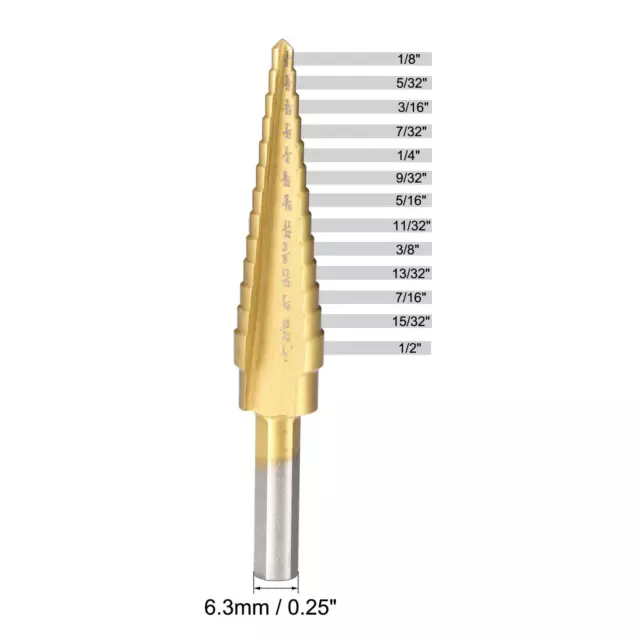 Foret HSS4241 1/8" à 1/2" 13 Dimensions Cannelures Triangulaire Tige pour 2Pcs 2